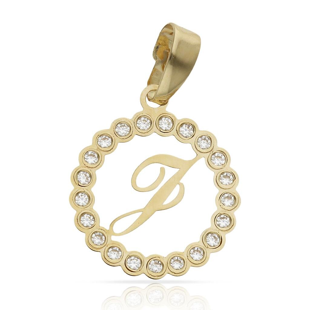 COLGANTE ORO 18KL LETRA CIRCONITAS - 15MM - Abecedario: j 