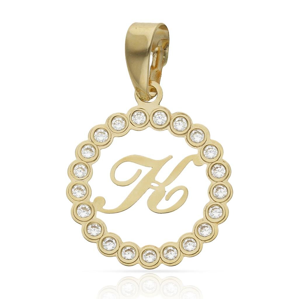 COLGANTE ORO 18KL LETRA CIRCONITAS - 15MM - Abecedario: k 