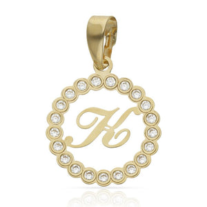COLGANTE ORO 18KL LETRA CIRCONITAS - 15MM - Abecedario: k 
