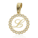 COLGANTE ORO 18KL LETRA CIRCONITAS - 15MM - Abecedario: L 