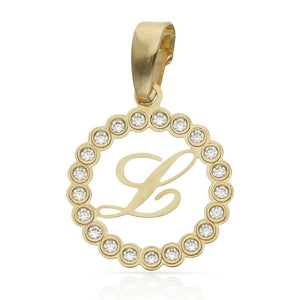 COLGANTE ORO 18KL LETRA CIRCONITAS - 15MM - Abecedario: L 