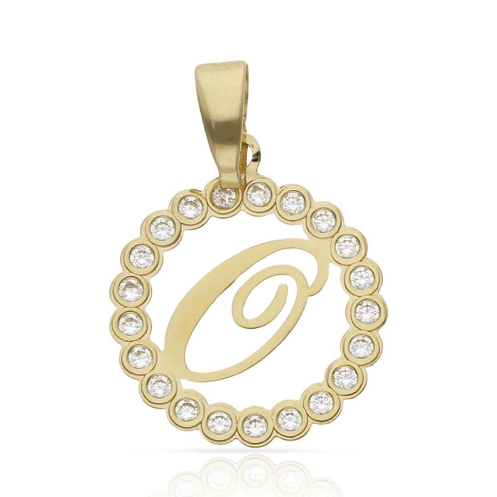COLGANTE ORO 18KL LETRA CIRCONITAS - 15MM - Abecedario: o 