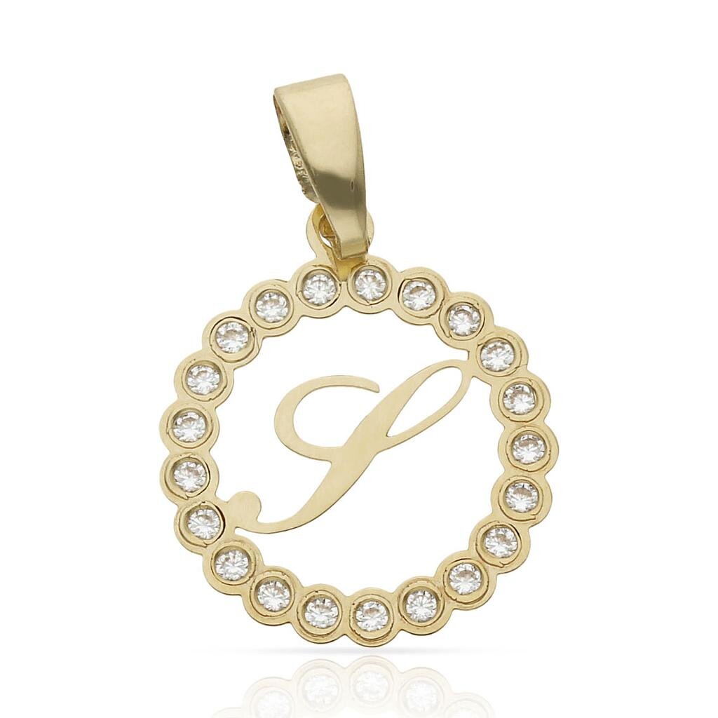 COLGANTE ORO 18KL LETRA CIRCONITAS - 15MM - Abecedario: s 