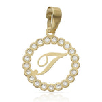 COLGANTE ORO 18KL LETRA CIRCONITAS - 15MM - Abecedario: t 