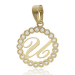 COLGANTE ORO 18KL LETRA CIRCONITAS - 15MM - Abecedario: u 