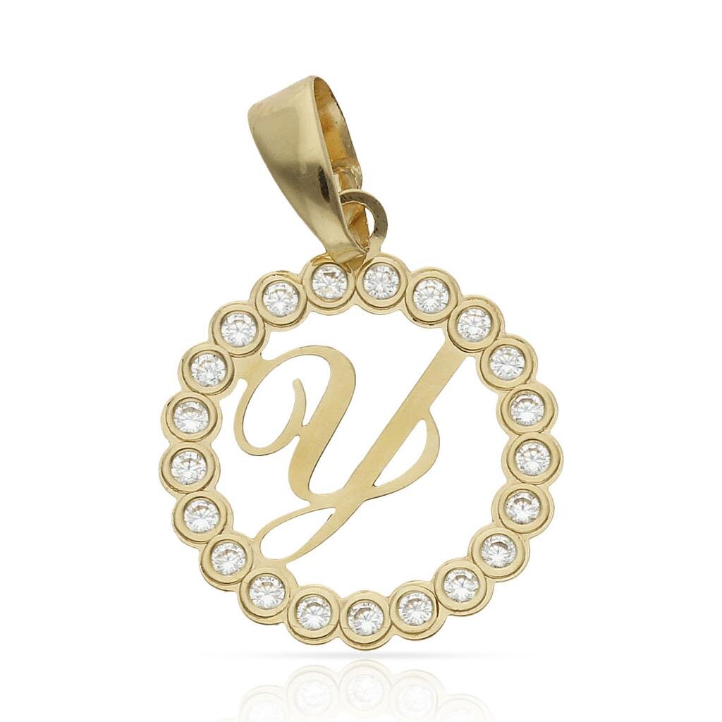 COLGANTE ORO 18KL LETRA CIRCONITAS - 15MM - Abecedario: y 