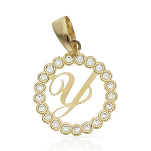 COLGANTE ORO 18KL LETRA CIRCONITAS - 15MM - Abecedario: y 