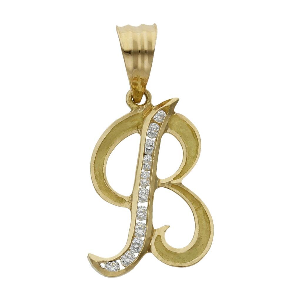 COLGANTE ORO 18KL LETRA CIRCONITAS - 19MM - Abecedario: b 