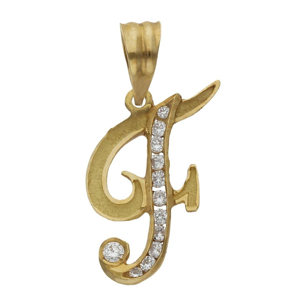 COLGANTE ORO 18KL LETRA CIRCONITAS - 19MM - Abecedario: f 