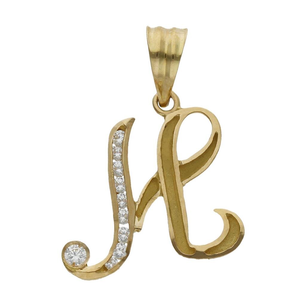 COLGANTE ORO 18KL LETRA CIRCONITAS - 19MM - Abecedario: h 