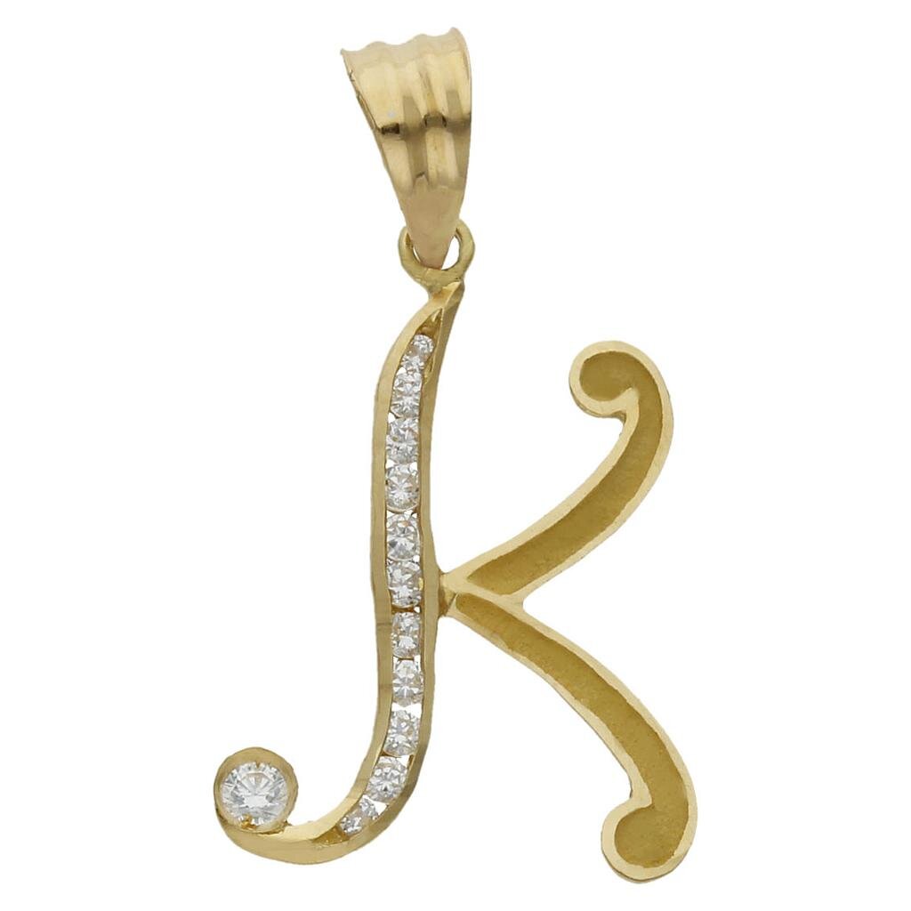 COLGANTE ORO 18KL LETRA CIRCONITAS - 19MM - Abecedario: k 