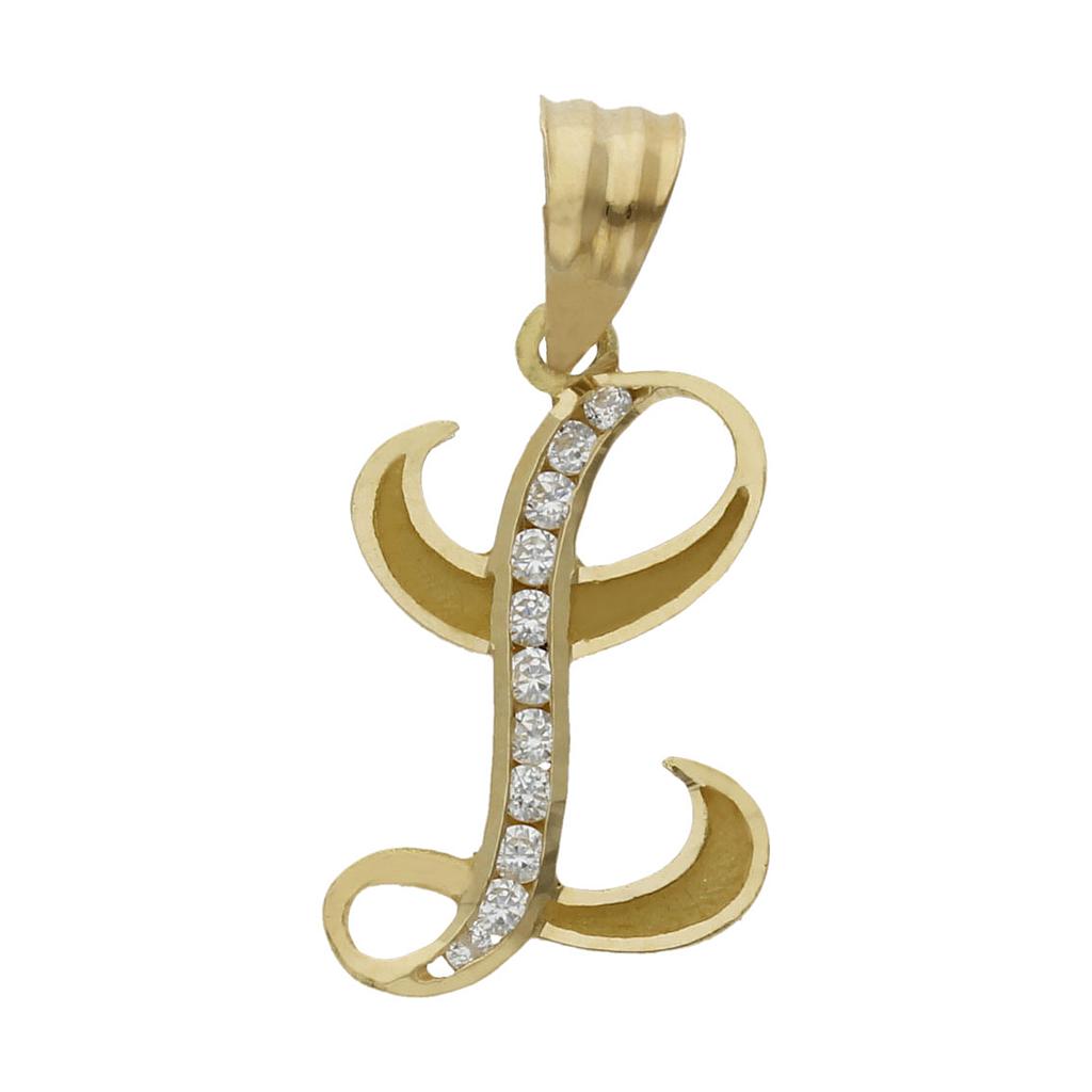 COLGANTE ORO 18KL LETRA CIRCONITAS - 19MM - Abecedario: L 
