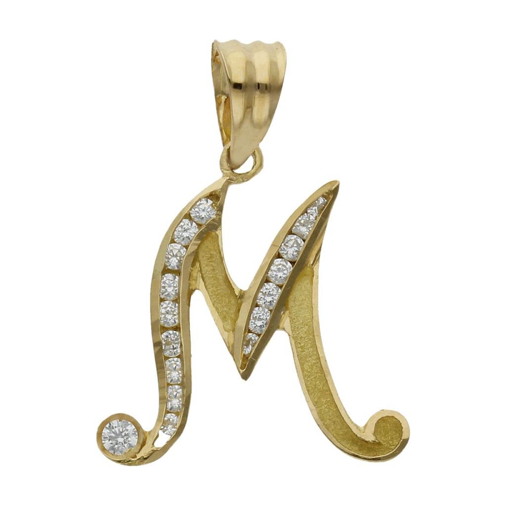 COLGANTE ORO 18KL LETRA CIRCONITAS - 19MM - Abecedario: m 