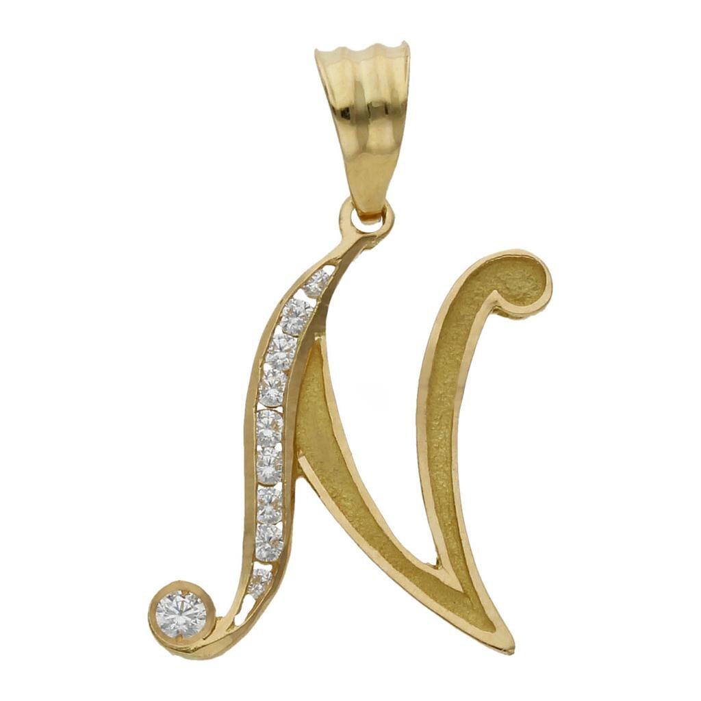 COLGANTE ORO 18KL LETRA CIRCONITAS - 19MM - Abecedario: n 