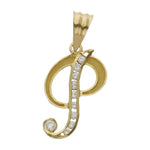 COLGANTE ORO 18KL LETRA CIRCONITAS - 19MM - Abecedario: p 