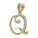 COLGANTE ORO 18KL LETRA CIRCONITAS - 19MM - Abecedario: q 
