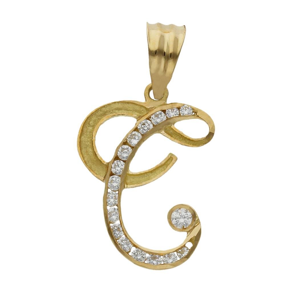 COLGANTE ORO 18KL LETRA CIRCONITAS - 19MM - Abecedario: t 
