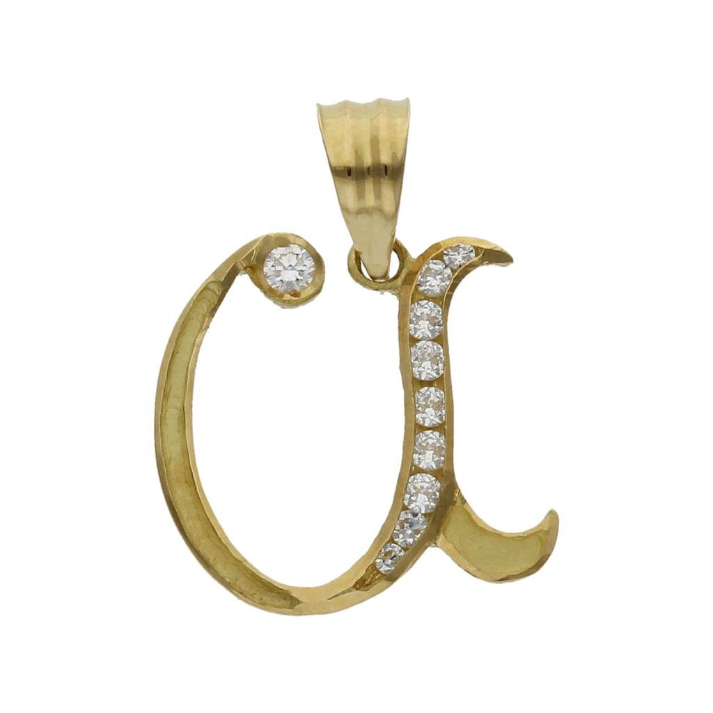 COLGANTE ORO 18KL LETRA CIRCONITAS - 19MM - Abecedario: u 