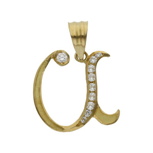 COLGANTE ORO 18KL LETRA CIRCONITAS - 19MM - Abecedario: u 