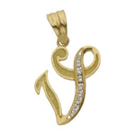 COLGANTE ORO 18KL LETRA CIRCONITAS - 19MM - Abecedario: v 