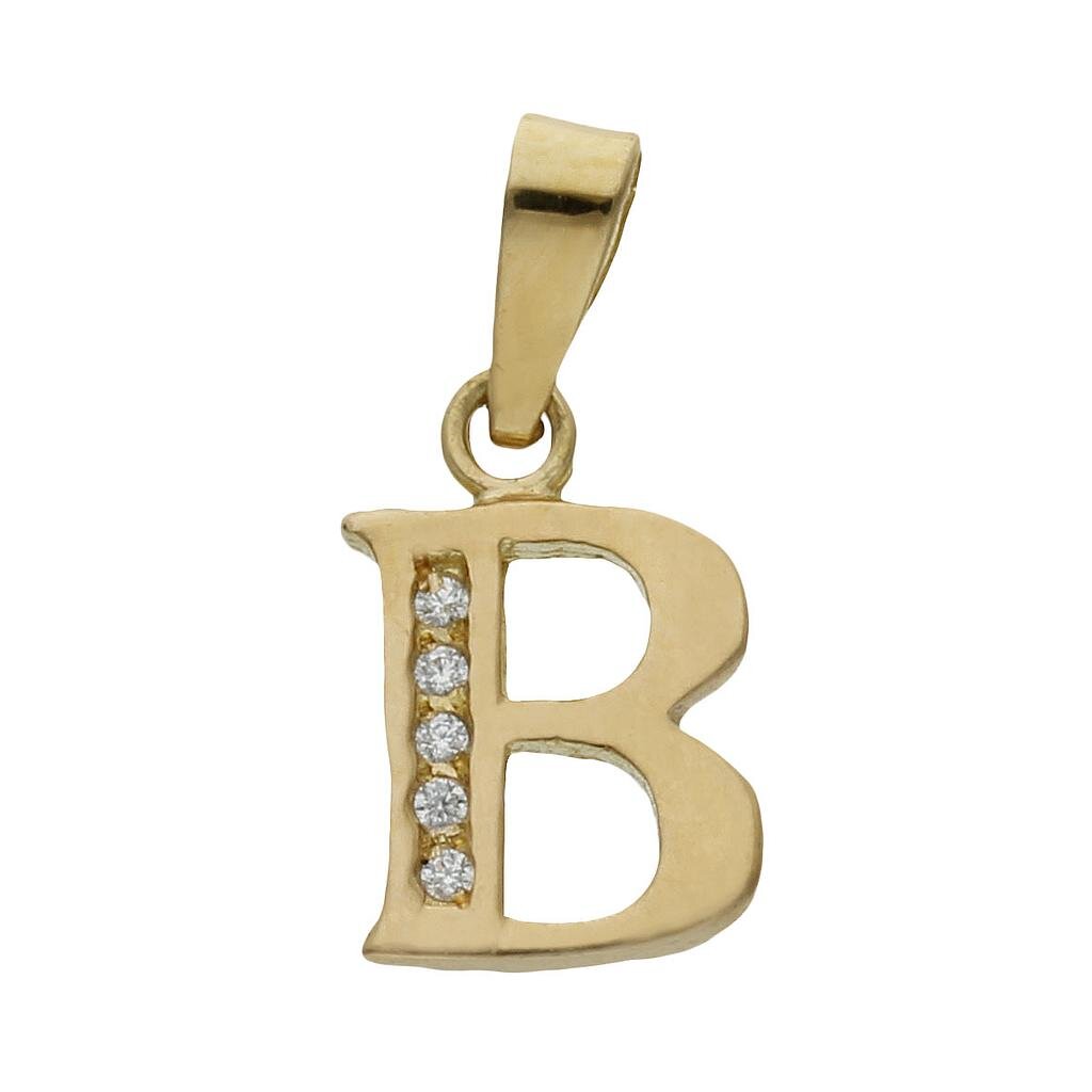 COLGANTE ORO 18KL LETRA CIRCONITAS - 9MM - Abecedario: b 