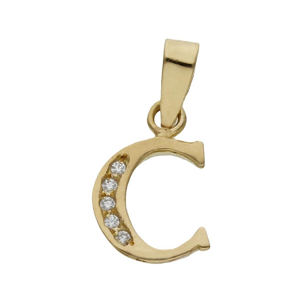 COLGANTE ORO 18KL LETRA CIRCONITAS - 9MM - Abecedario: c 