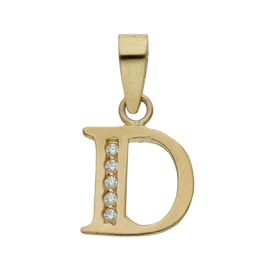 COLGANTE ORO 18KL LETRA CIRCONITAS - 9MM - Abecedario: d 