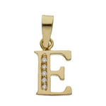 COLGANTE ORO 18KL LETRA CIRCONITAS - 9MM - Abecedario: e 