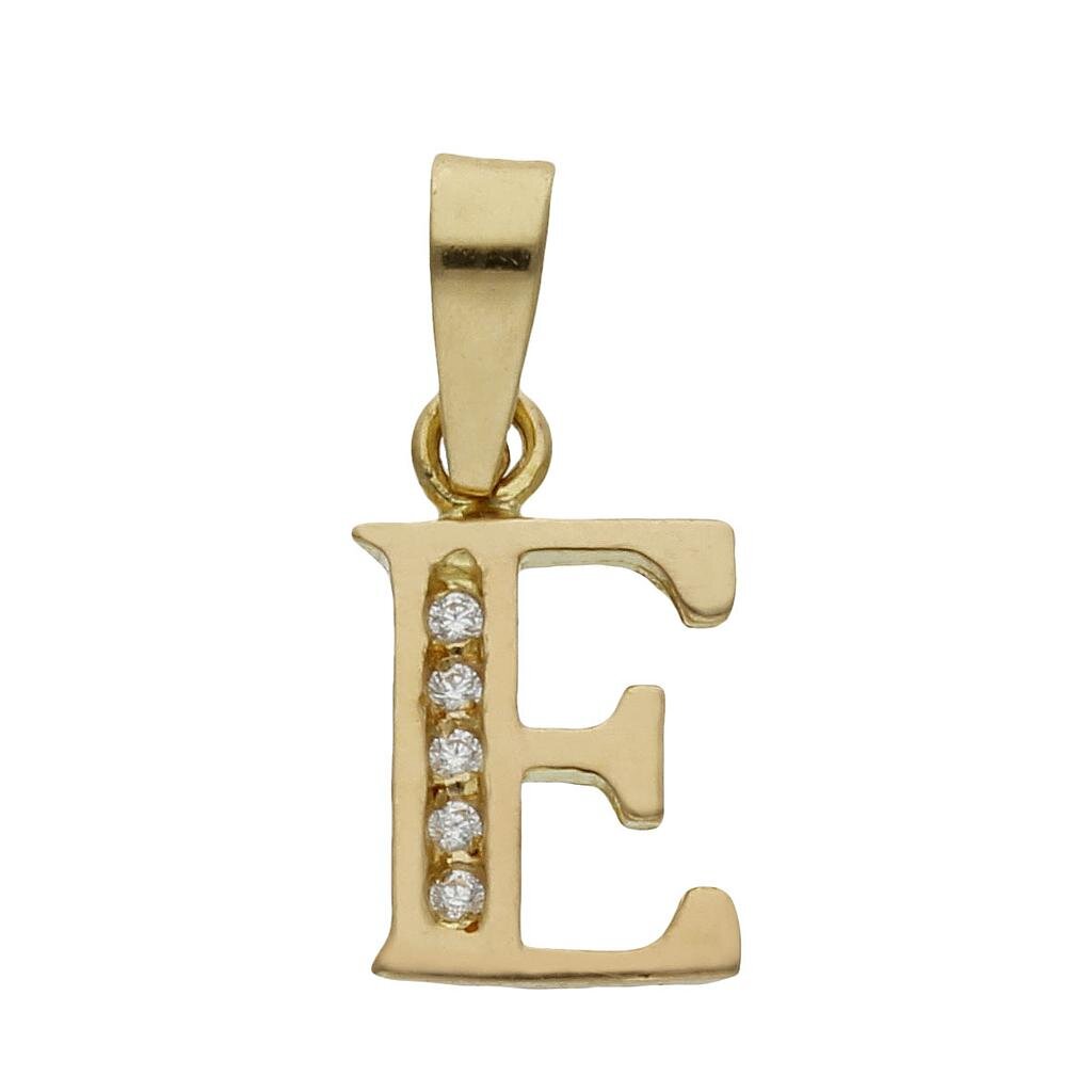 COLGANTE ORO 18KL LETRA CIRCONITAS - 9MM - Abecedario: e 
