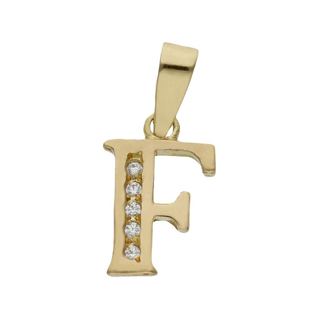 COLGANTE ORO 18KL LETRA CIRCONITAS - 9MM - Abecedario: f 