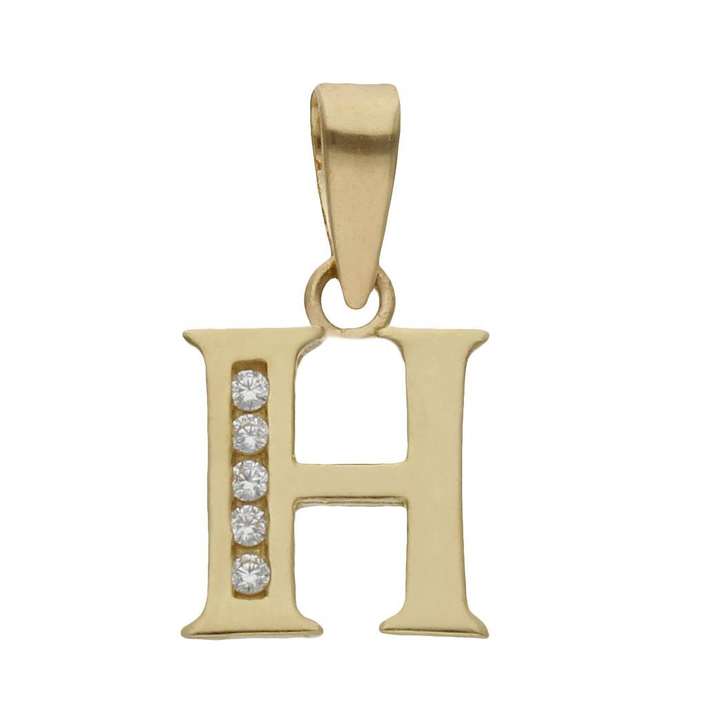 COLGANTE ORO 18KL LETRA CIRCONITAS - 9MM - Abecedario: h 