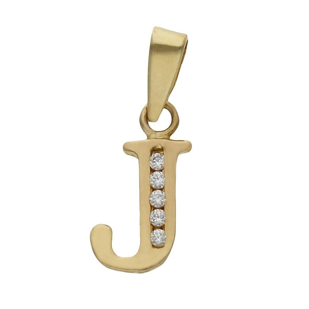 COLGANTE ORO 18KL LETRA CIRCONITAS - 9MM - Abecedario: j 