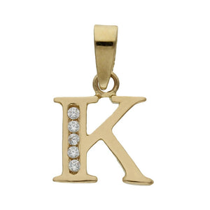 COLGANTE ORO 18KL LETRA CIRCONITAS - 9MM - Abecedario: k 