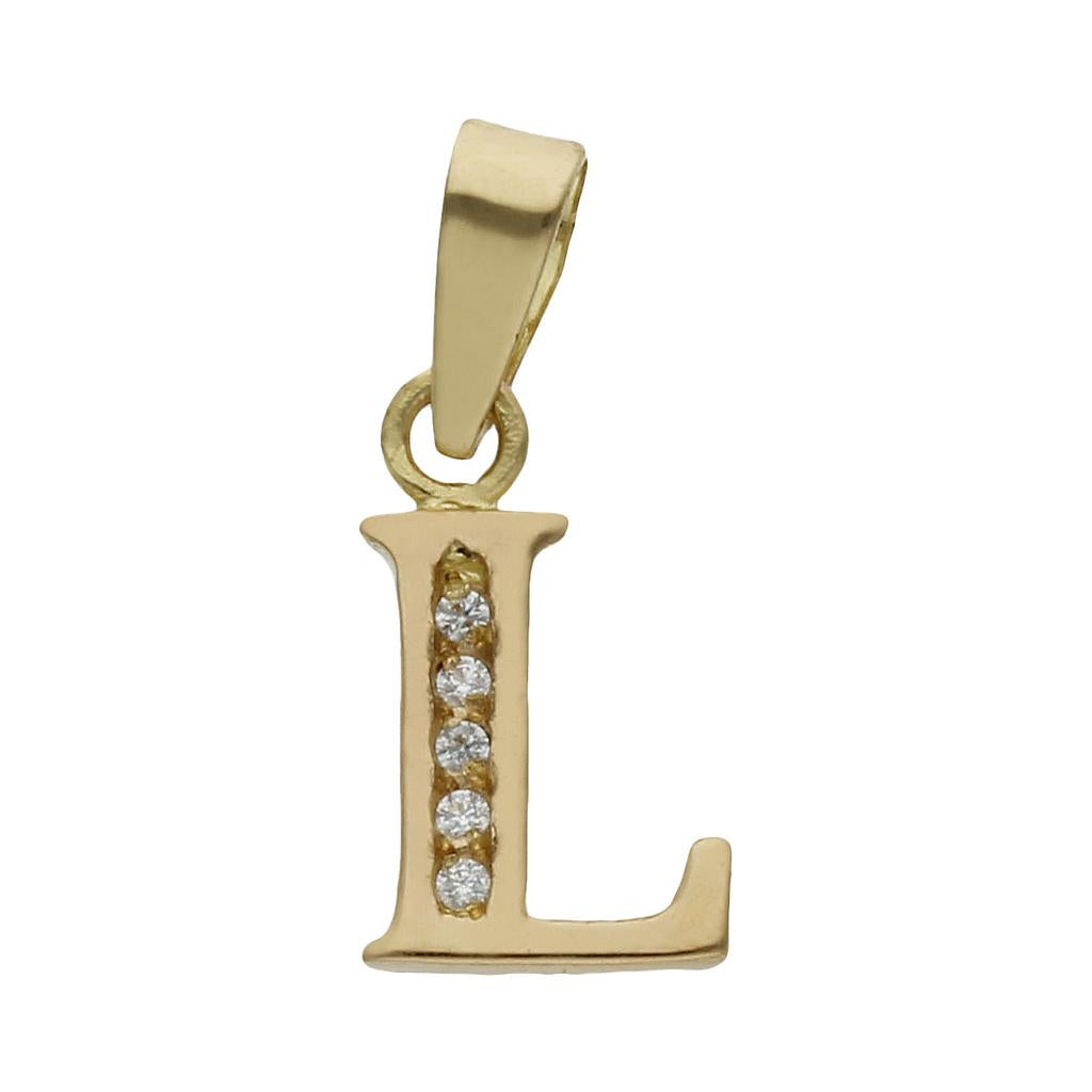 COLGANTE ORO 18KL LETRA CIRCONITAS - 9MM - Abecedario: L 