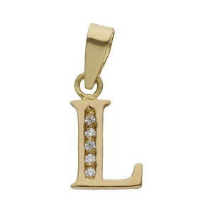 COLGANTE ORO 18KL LETRA CIRCONITAS - 9MM - Abecedario: L 