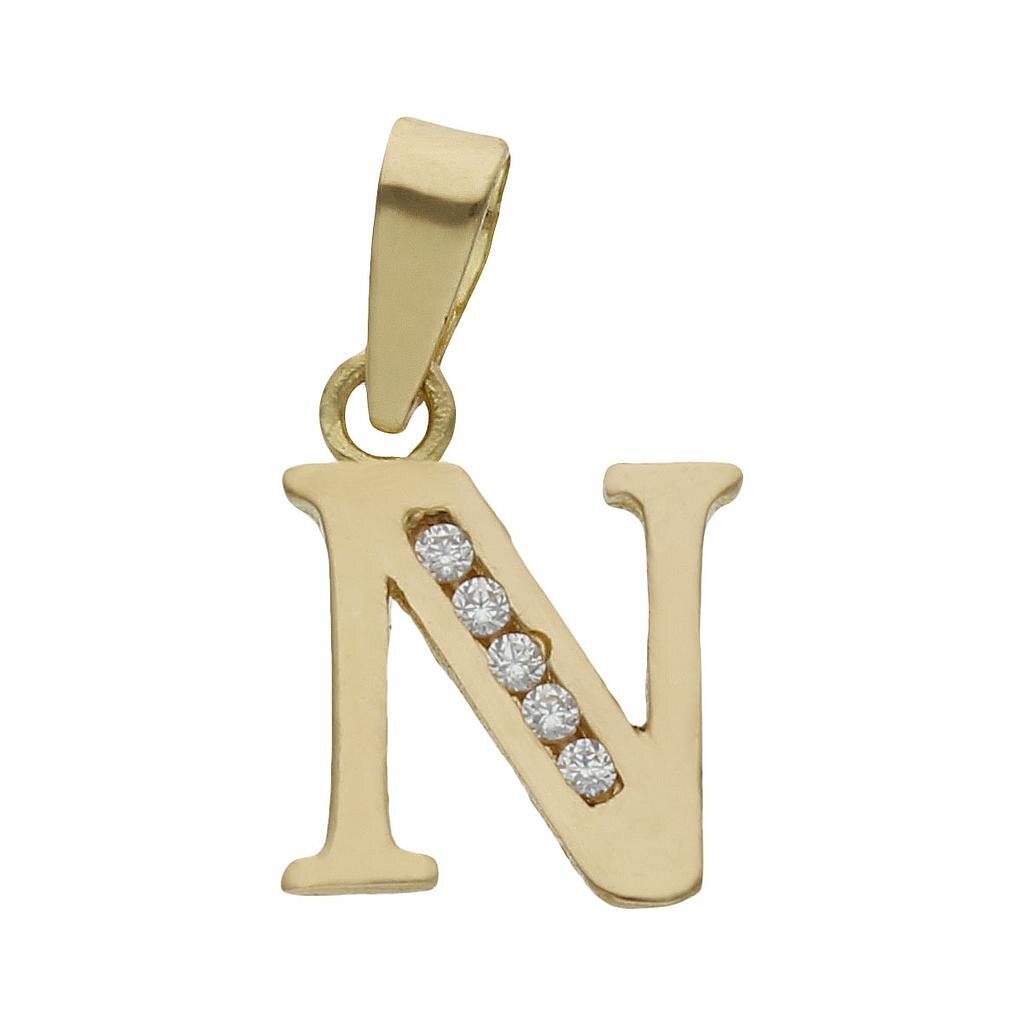 COLGANTE ORO 18KL LETRA CIRCONITAS - 9MM - Abecedario: n 