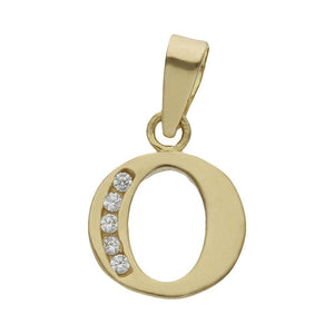 COLGANTE ORO 18KL LETRA CIRCONITAS - 9MM - Abecedario: o 