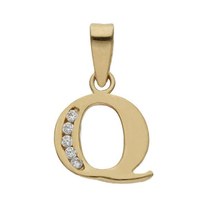 COLGANTE ORO 18KL LETRA CIRCONITAS - 9MM - Abecedario: q 