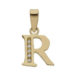 COLGANTE ORO 18KL LETRA CIRCONITAS - 9MM - Abecedario: r 