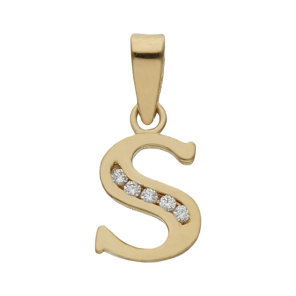 COLGANTE ORO 18KL LETRA CIRCONITAS - 9MM - Abecedario: s 