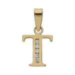 COLGANTE ORO 18KL LETRA CIRCONITAS - 9MM - Abecedario: t 