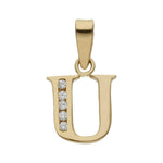 COLGANTE ORO 18KL LETRA CIRCONITAS - 9MM - Abecedario: u 