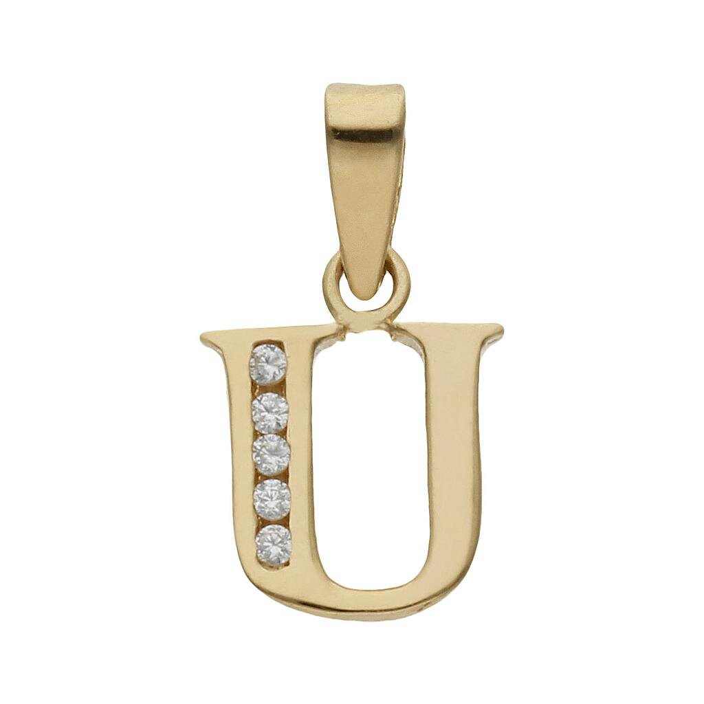 COLGANTE ORO 18KL LETRA CIRCONITAS - 9MM - Abecedario: u 
