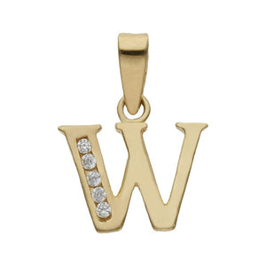 COLGANTE ORO 18KL LETRA CIRCONITAS - 9MM - Abecedario: w 