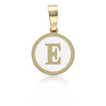 COLGANTE ORO 18KL LETRA ESMALTADA BLANCO - 12MM - Abecedario: e 