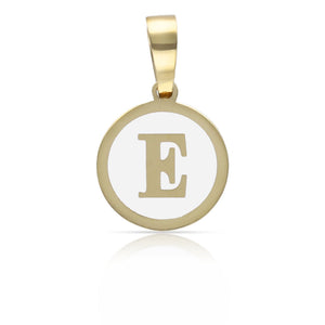 COLGANTE ORO 18KL LETRA ESMALTADA BLANCO - 12MM - Abecedario: e 