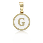 COLGANTE ORO 18KL LETRA ESMALTADA BLANCO - 12MM - Abecedario: g 