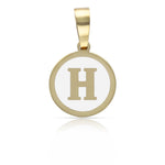 COLGANTE ORO 18KL LETRA ESMALTADA BLANCO - 12MM - Abecedario: h 
