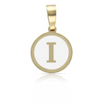 COLGANTE ORO 18KL LETRA ESMALTADA BLANCO - 12MM - Abecedario: i 