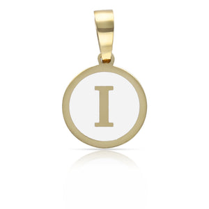 COLGANTE ORO 18KL LETRA ESMALTADA BLANCO - 12MM - Abecedario: i 